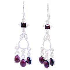 Riyo Good Gemstones multi shape Cabochon Red Garnet Silver Earrings mothers day gift