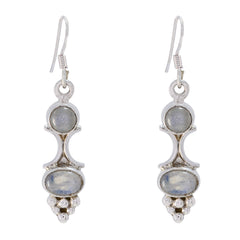 Riyo Good Gemstones multi shape Cabochon White Rainbow Moonstone Silver Earring graduation gift