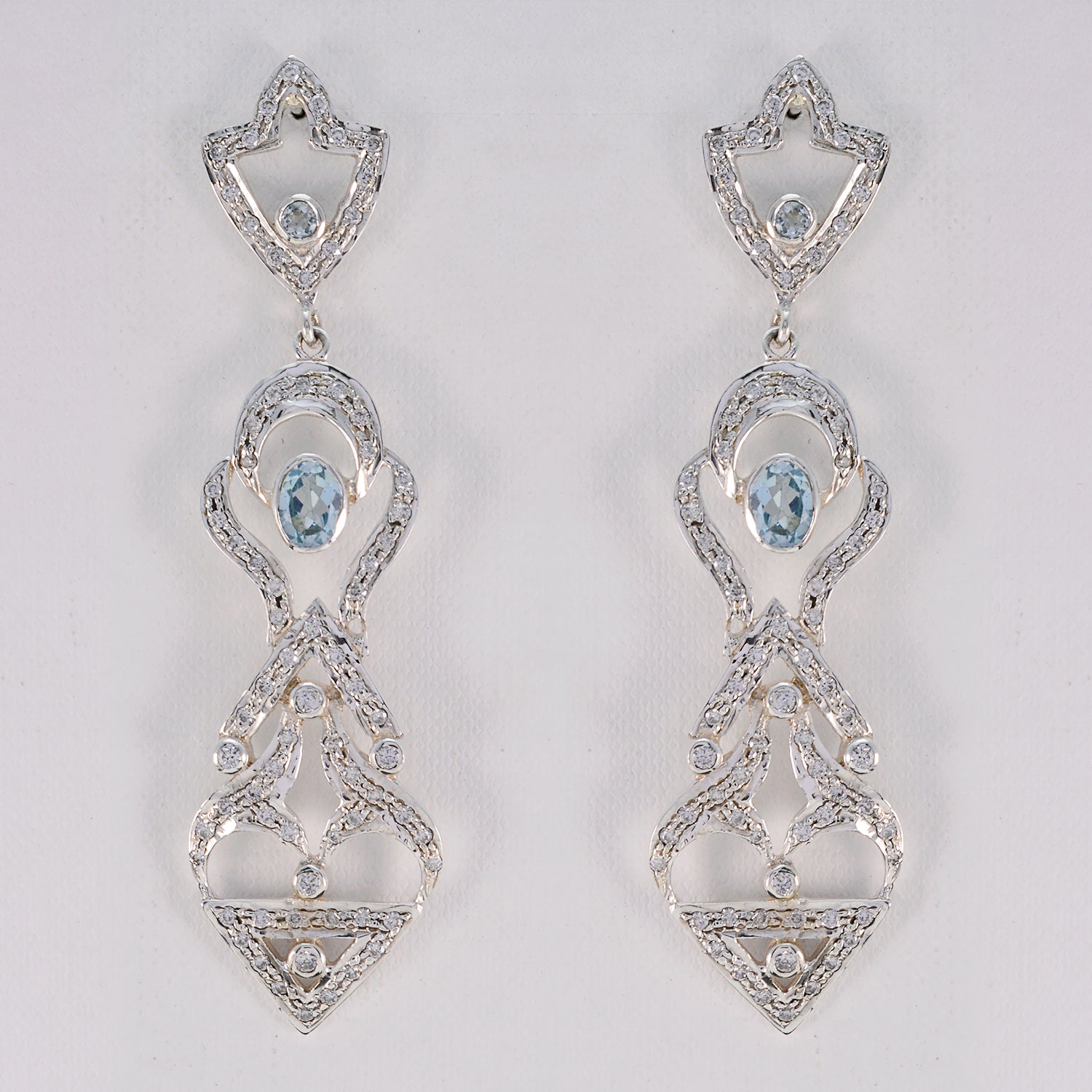 Riyo Good Gemstones multi shape Faceted Blue Topaz Silver Earring gift for christmas day