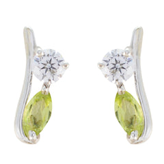 Riyo Good Gemstones multi shape Faceted Green Peridot Silver Earring sister gift