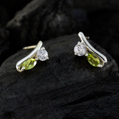 Riyo Good Gemstones multi shape Faceted Green Peridot Silver Earring sister gift