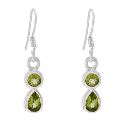 Riyo Good Gemstones multi shape Faceted Green Peridot Silver Earrings boxing day gift