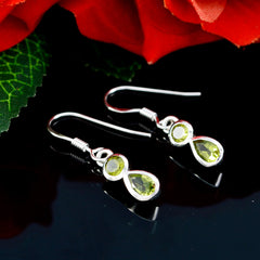 Riyo Good Gemstones multi shape Faceted Green Peridot Silver Earrings boxing day gift