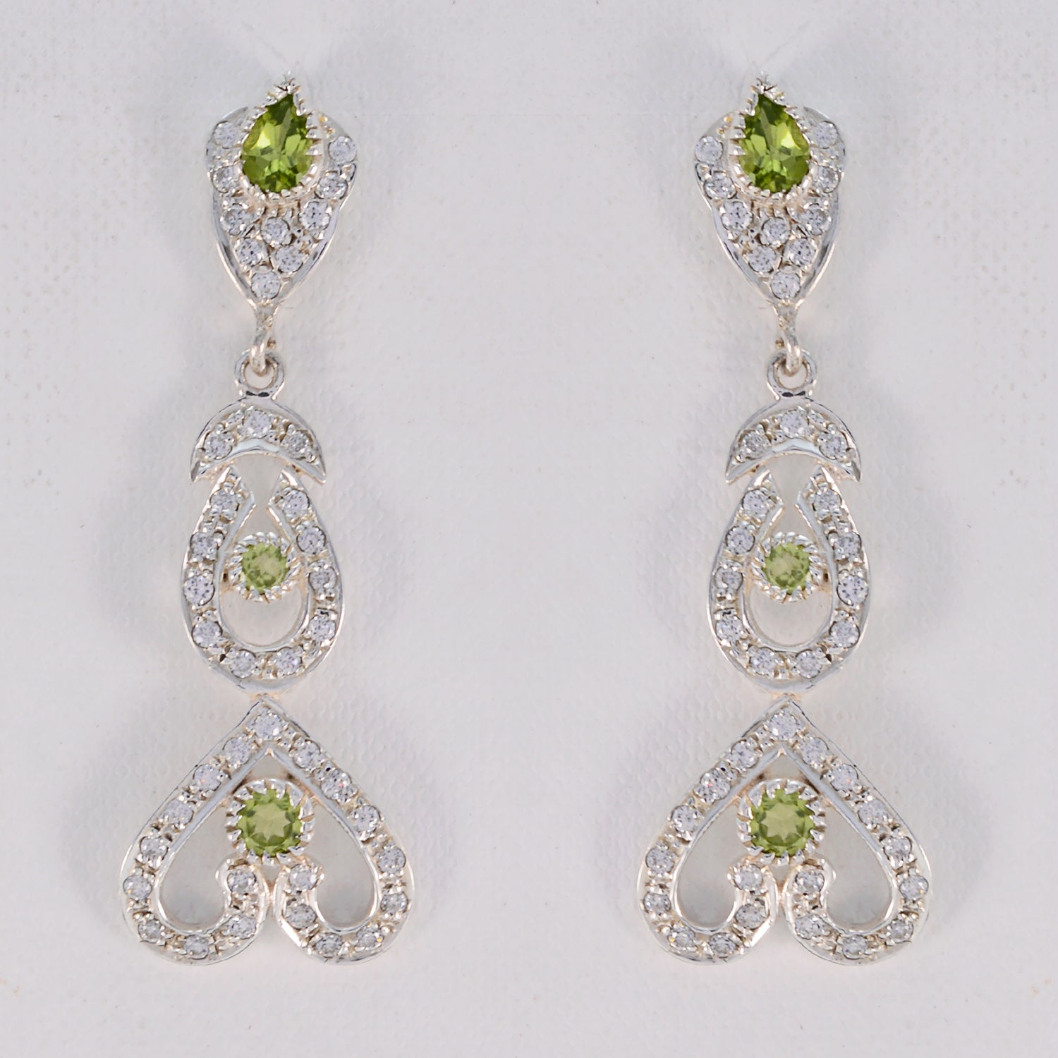 Riyo Good Gemstones multi shape Faceted Green Peridot Silver Earrings good Friday gift