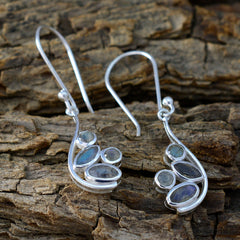 Riyo Good Gemstones multi shape Faceted Grey Labradorite Silver Earrings gift for anniversary day