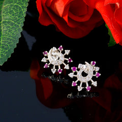 Riyo Good Gemstones multi shape Faceted Multi Multi CZ Silver Earring engagement gift