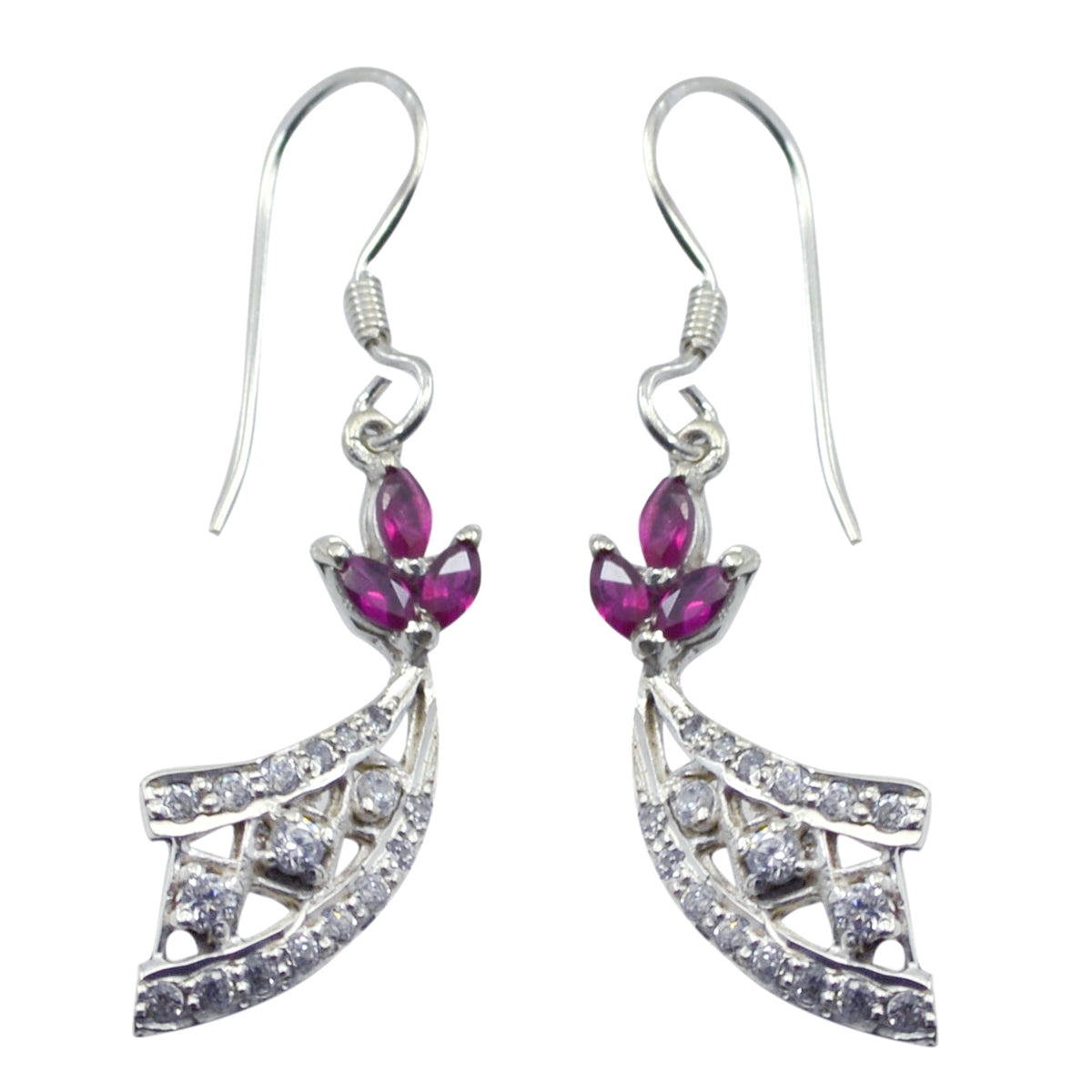 Riyo Good Gemstones multi shape Faceted Multi Multi CZ Silver Earring gift for b' day