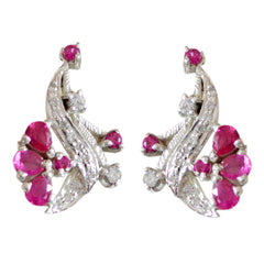 Riyo Good Gemstones multi shape Faceted Multi Multi CZ Silver Earring gift for grandmother