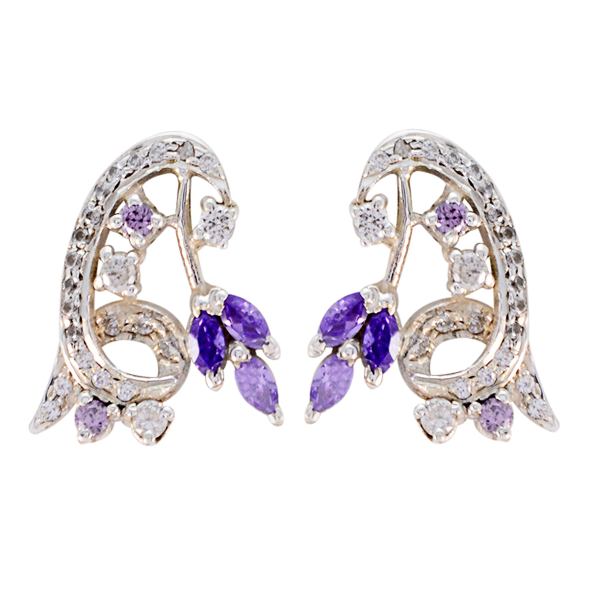 Riyo Good Gemstones multi shape Faceted Multi Multi CZ Silver Earring halloween gift