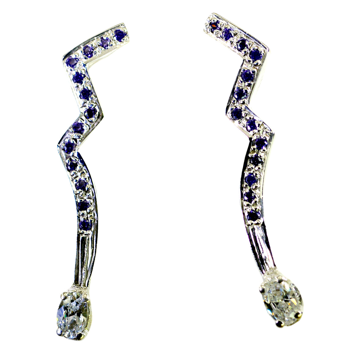 Riyo Good Gemstones multi shape Faceted Multi Multi CZ Silver Earrings gift for good