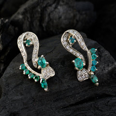 Riyo Good Gemstones multi shape Faceted Multi Multi CZ Silver Earrings mom birthday gift