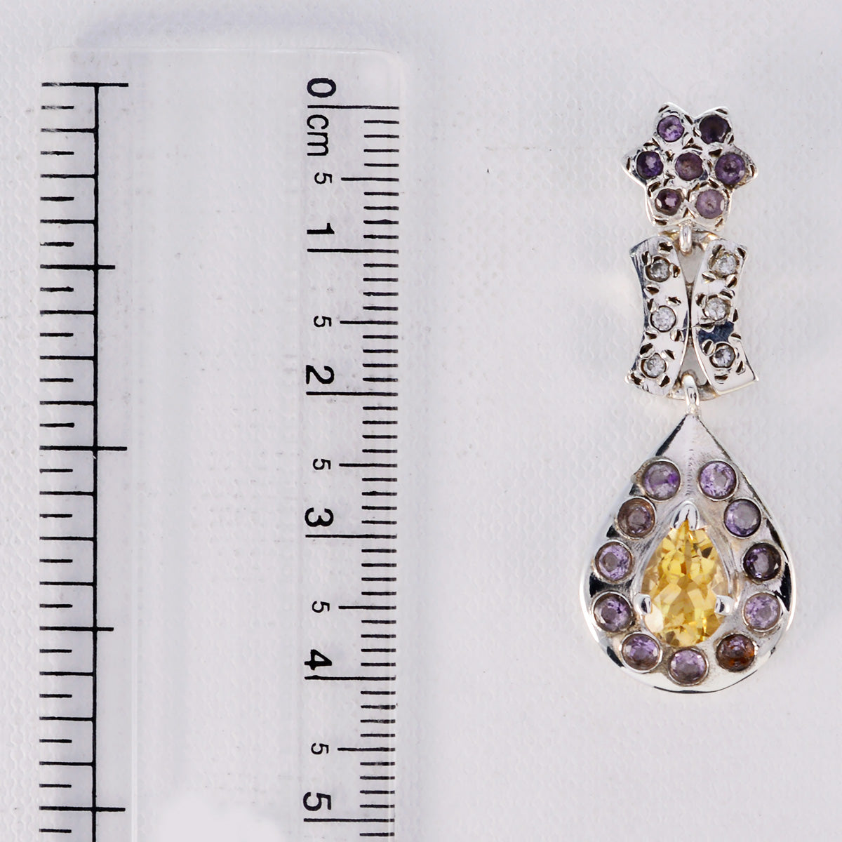 Riyo Good Gemstones multi shape Faceted Multi Multi Stone Silver Earring gift for engagement