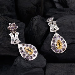 Riyo Good Gemstones multi shape Faceted Multi Multi Stone Silver Earring gift for engagement