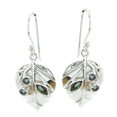 Riyo Good Gemstones multi shape Faceted Multi Mystic Quartz Silver Earring children day gift