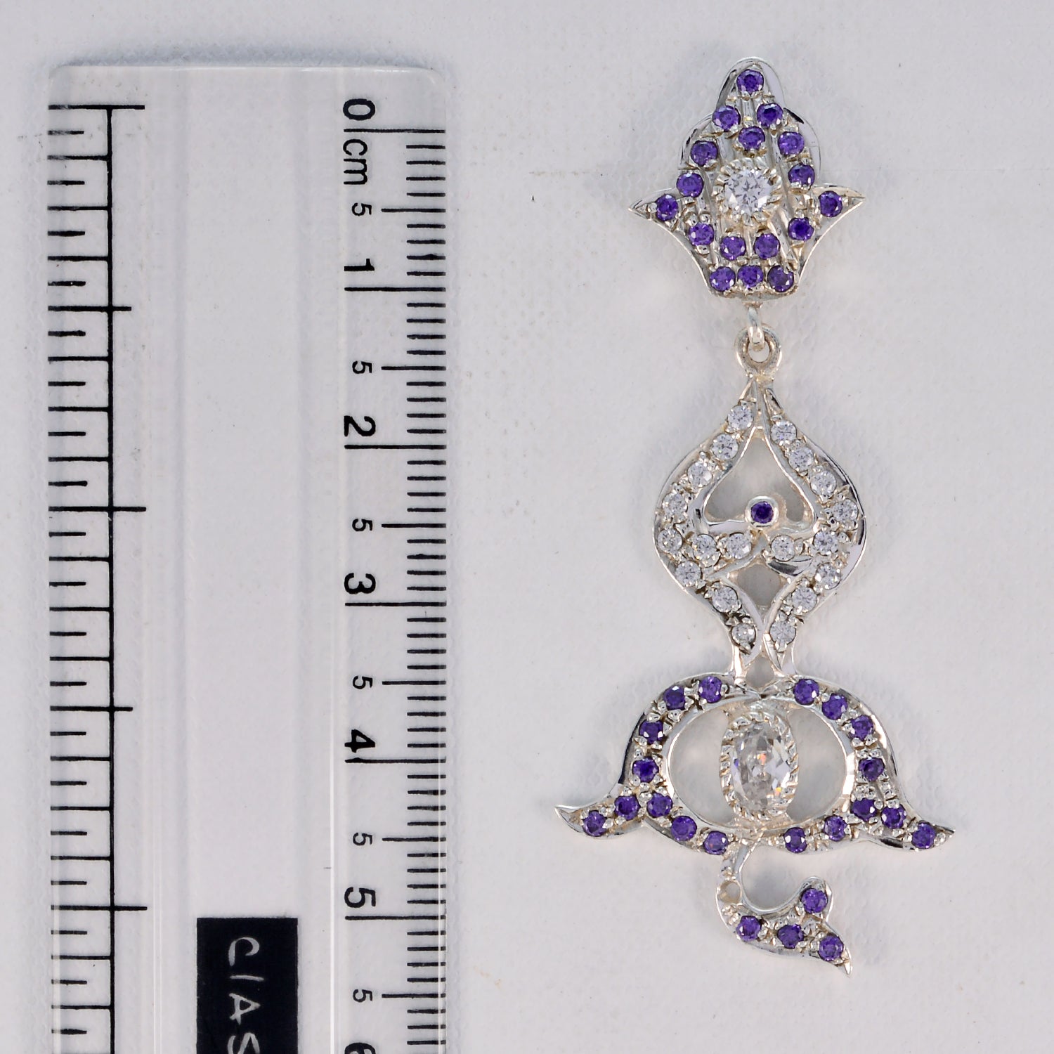 Riyo Good Gemstones multi shape Faceted Purple Amethyst Silver Earring gift for women
