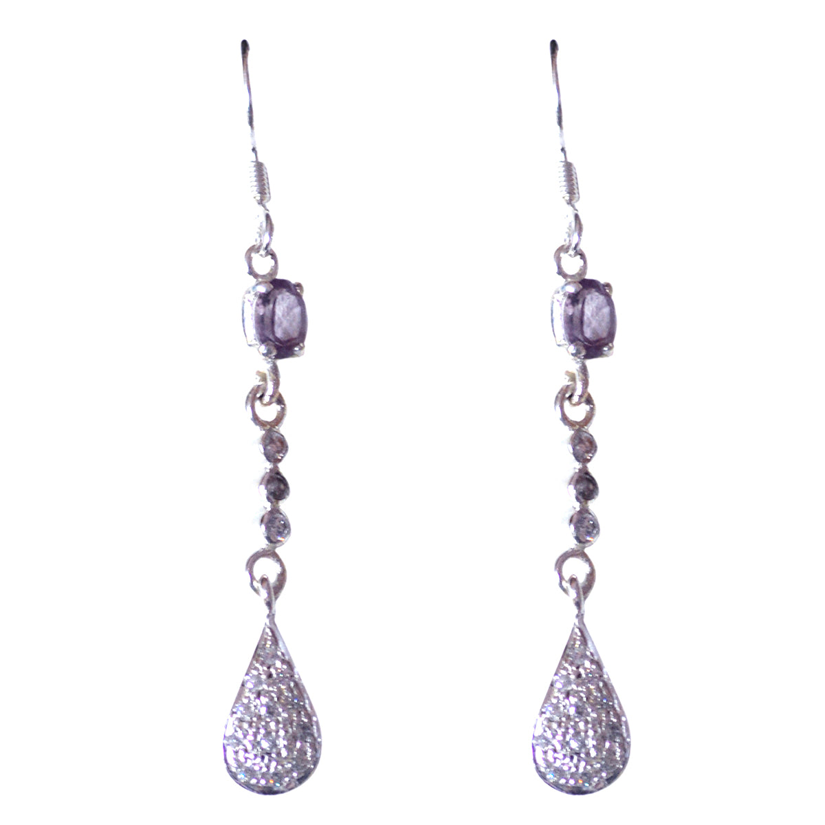 Riyo Good Gemstones multi shape Faceted Purple Amethyst Silver Earrings daughter's day gift