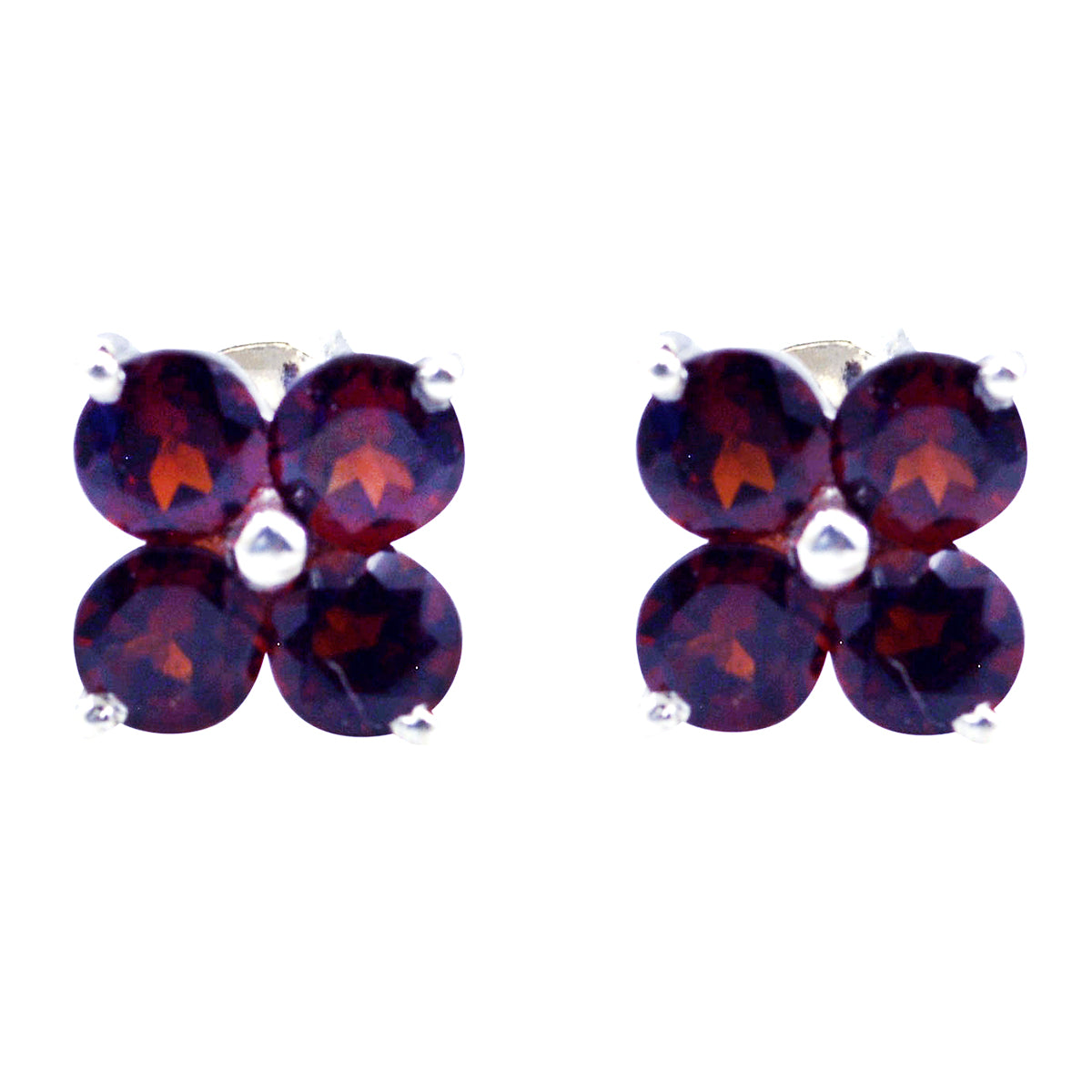 Riyo Good Gemstones multi shape Faceted Red Garnet Silver Earring gift for friendship day