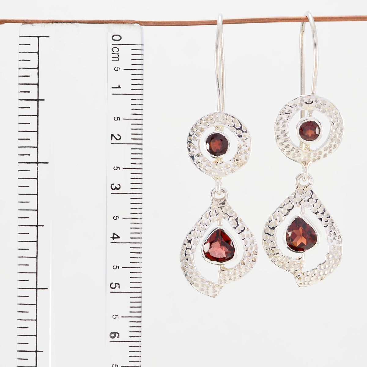 Riyo Good Gemstones multi shape Faceted Red Garnet Silver Earrings cyber Monday gift