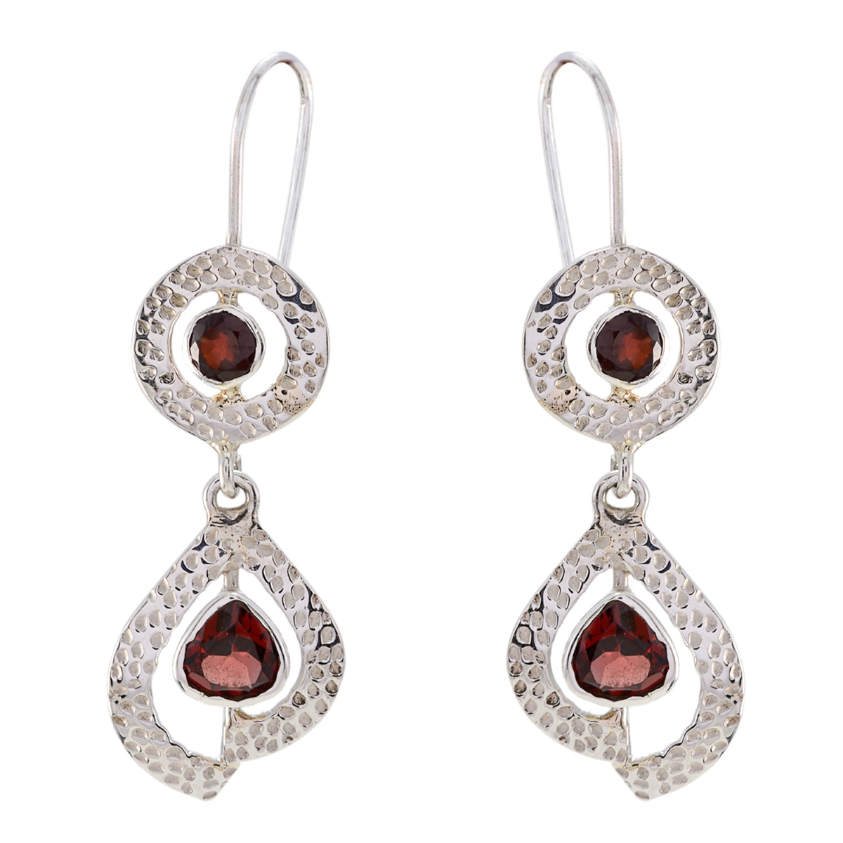 Riyo Good Gemstones multi shape Faceted Red Garnet Silver Earrings cyber Monday gift