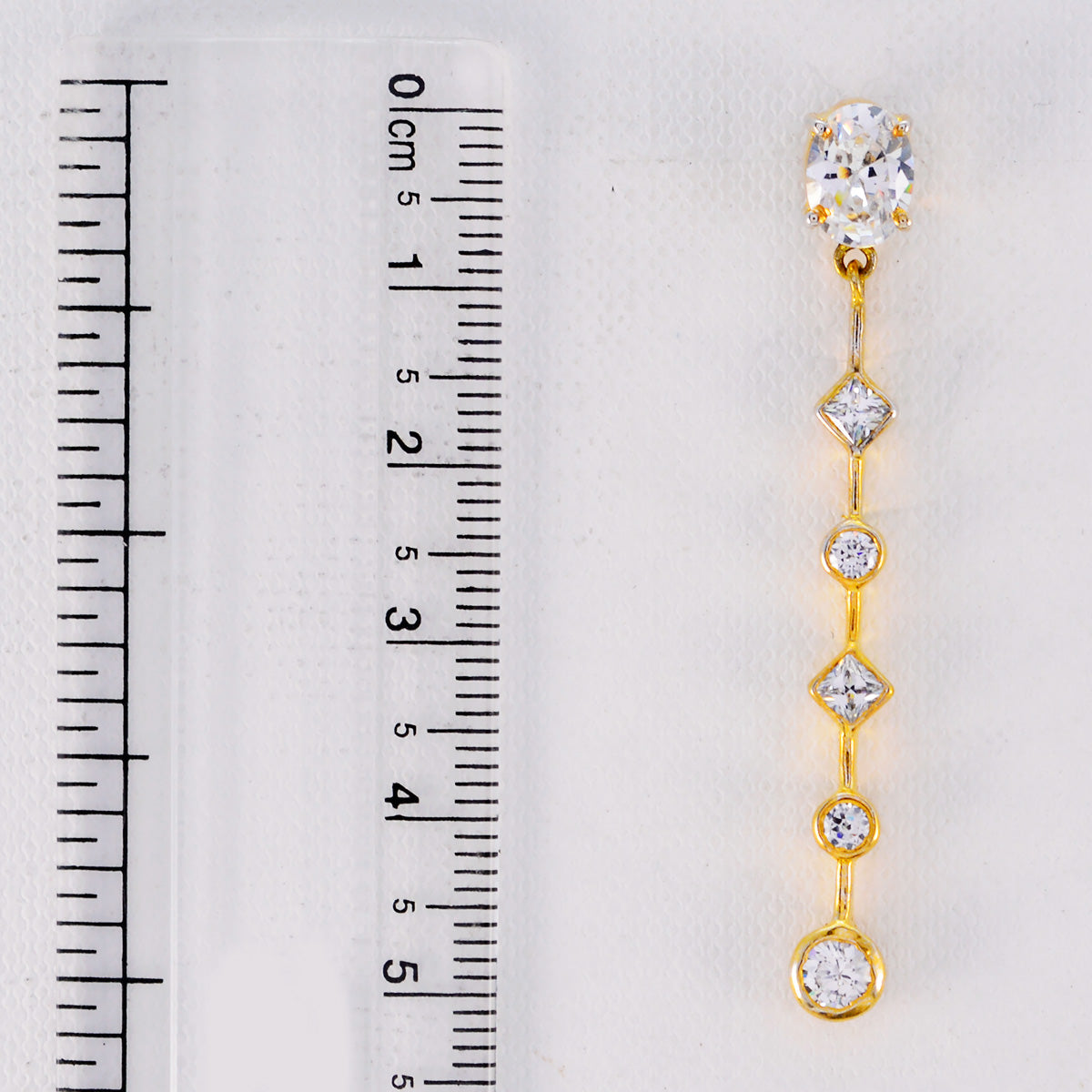 Riyo Good Gemstones multi shape Faceted White White CZ Silver Earring gift for christmas day