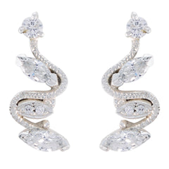 Riyo Good Gemstones multi shape Faceted White White CZ Silver Earring gift for graduation