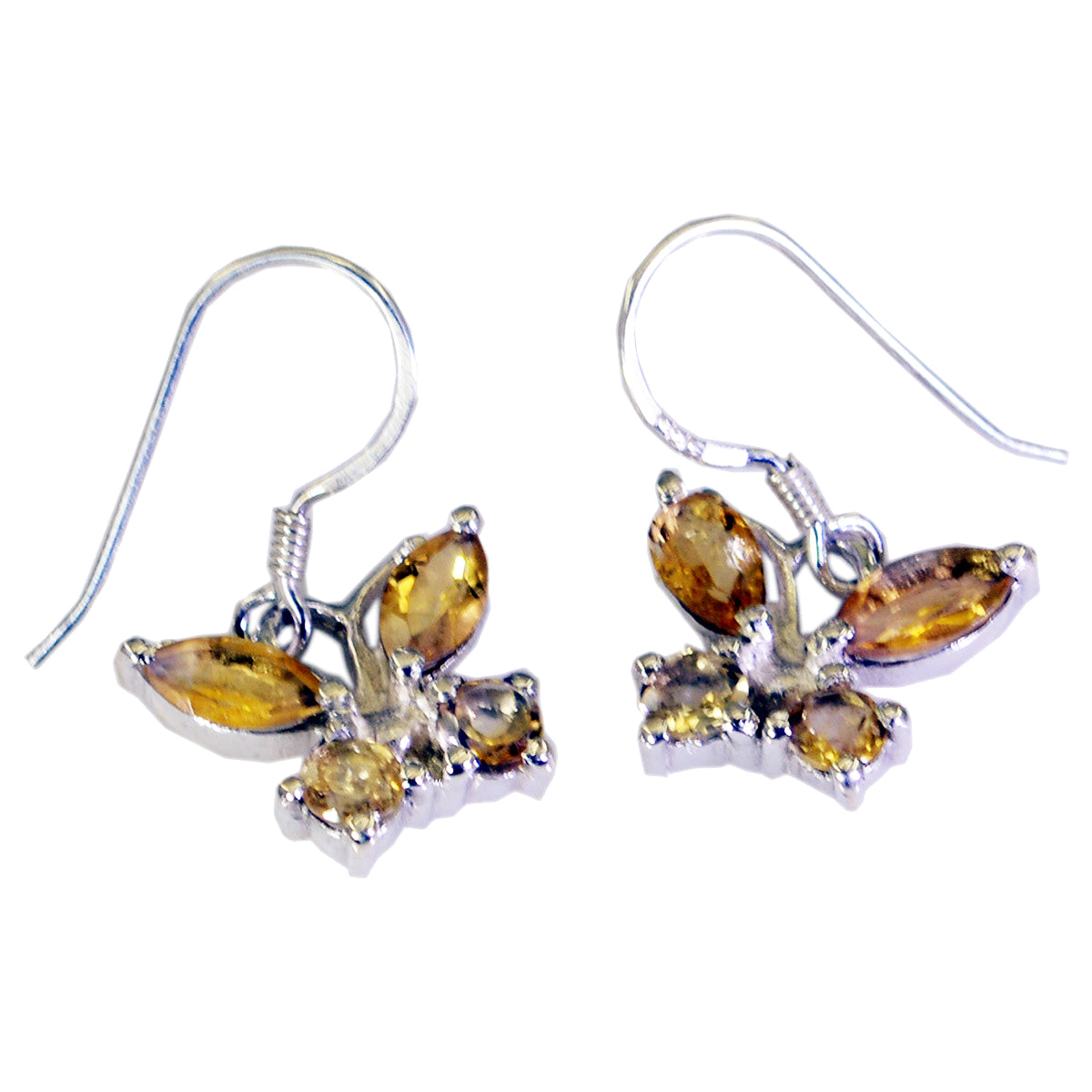 Riyo Good Gemstones multi shape Faceted Yellow Citrine Silver Earrings independence day gift