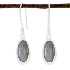 Riyo Good Gemstones oval Cabochon Grey Labradorite Silver Earrings grandmother gift