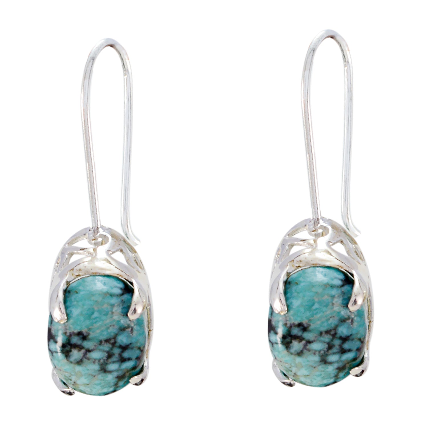 Riyo Good Gemstones oval Cabochon Multi Turquoise Silver Earrings independence gift