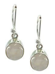 Riyo Good Gemstones oval Cabochon Pink Rose Quartz Silver Earring st. patricks day gift