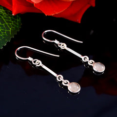 Riyo Good Gemstones oval Cabochon Pink Rose Quartz Silver Earrings gift for st. patricks day