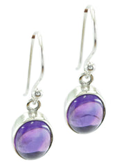 Riyo Good Gemstones oval Cabochon Purple Amethyst Silver Earring mother gift