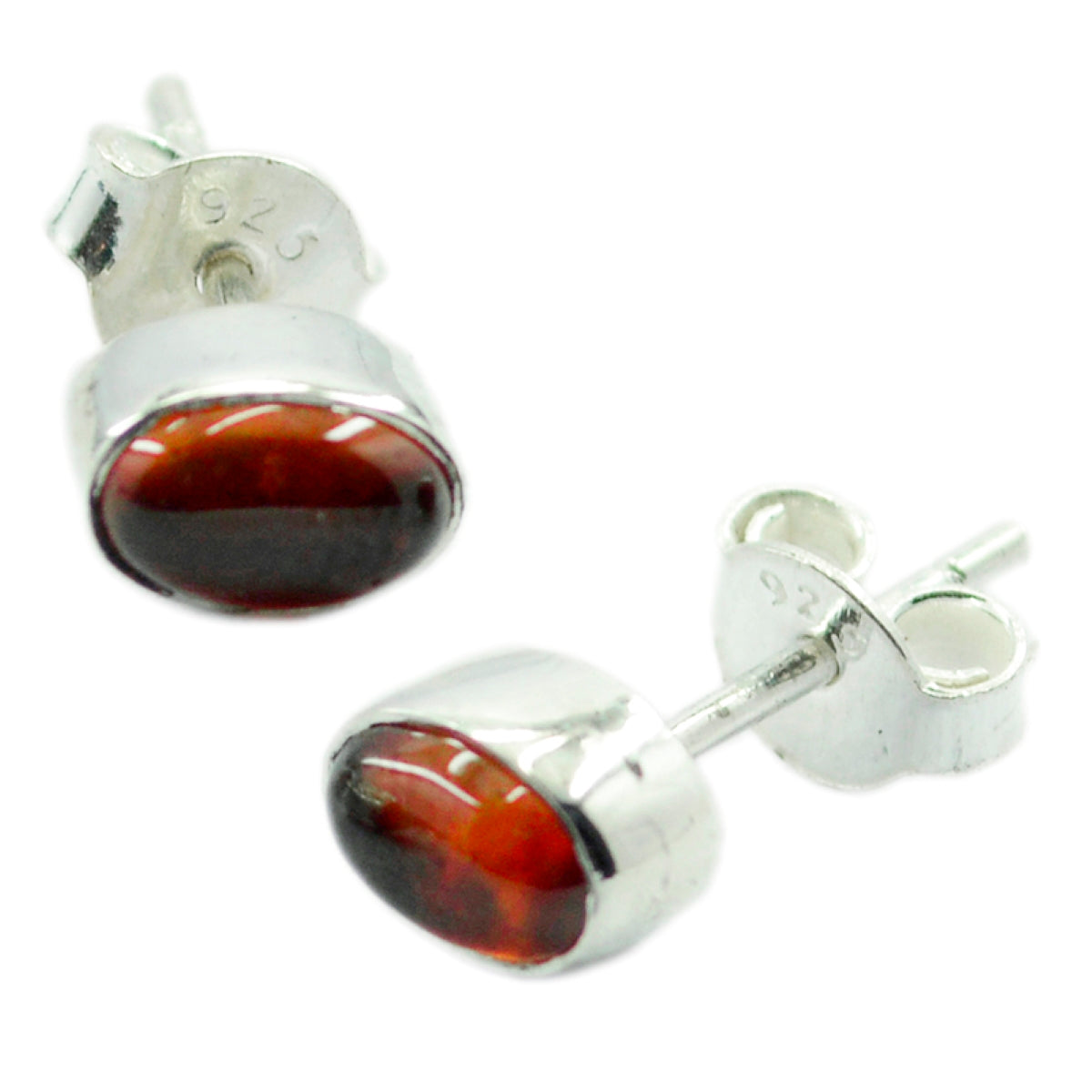 Riyo Good Gemstones oval Cabochon Red Onyx Silver Earring gift for mother