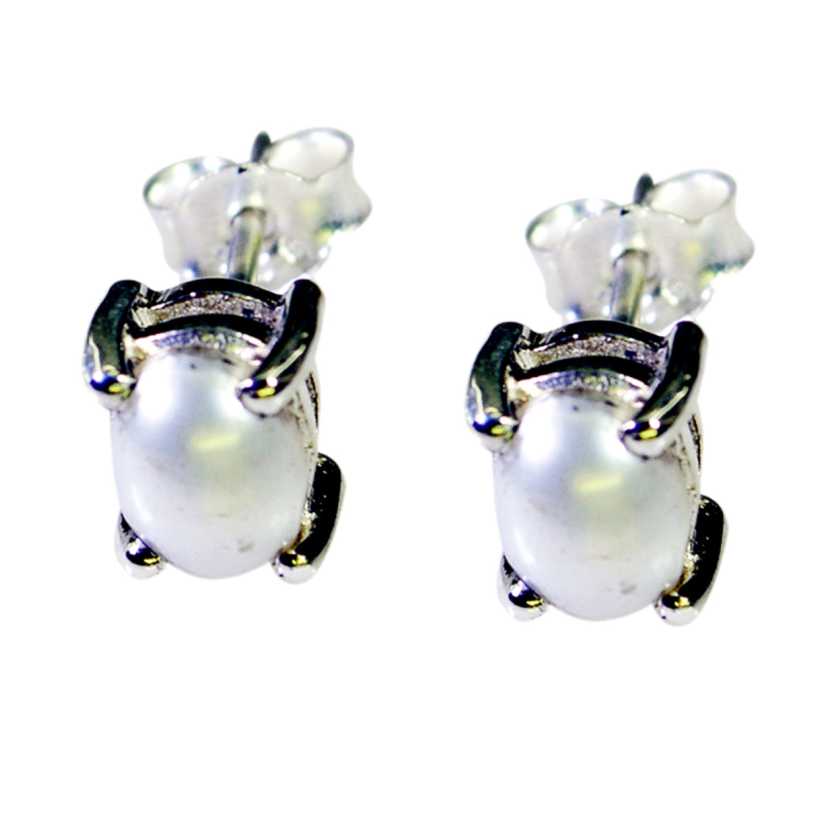 Riyo Good Gemstones oval Cabochon White Pearl Silver Earrings college graduation