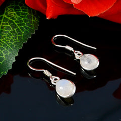 Riyo Good Gemstones oval Cabochon White Rainbow Moonstone Silver Earring b' day gift