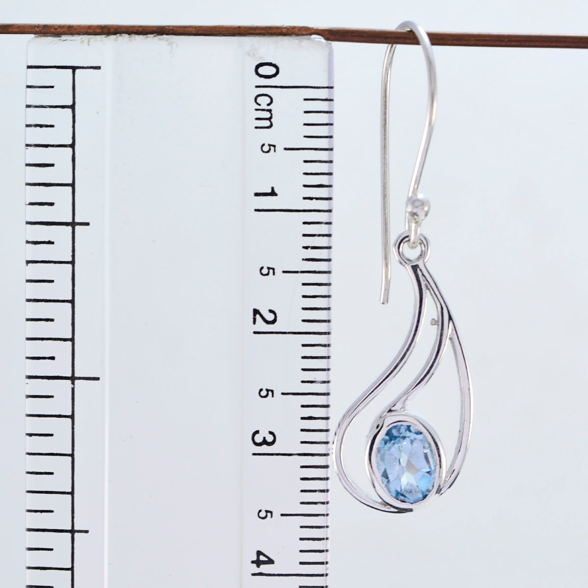 Riyo Good Gemstones oval Faceted Blue Topaz Silver Earrings gift for sister