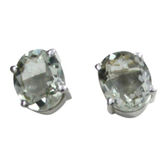 Riyo Good Gemstones oval Faceted Green Amethyst Silver Earrings teacher's day gift