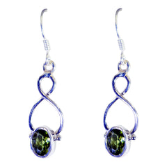 Riyo Good Gemstones oval Faceted Green Peridot Silver Earrings mother's day gift