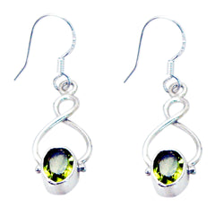 Riyo Good Gemstones oval Faceted Green Peridot Silver Earrings mother's day gift