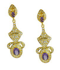 Riyo Good Gemstones oval Faceted Purple Amethyst Silver Earrings boxing day gift