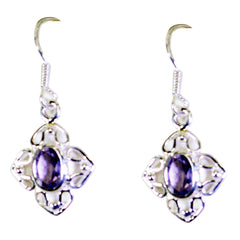 Riyo Good Gemstones oval Faceted Purple Amethyst Silver Earrings christmas gifts