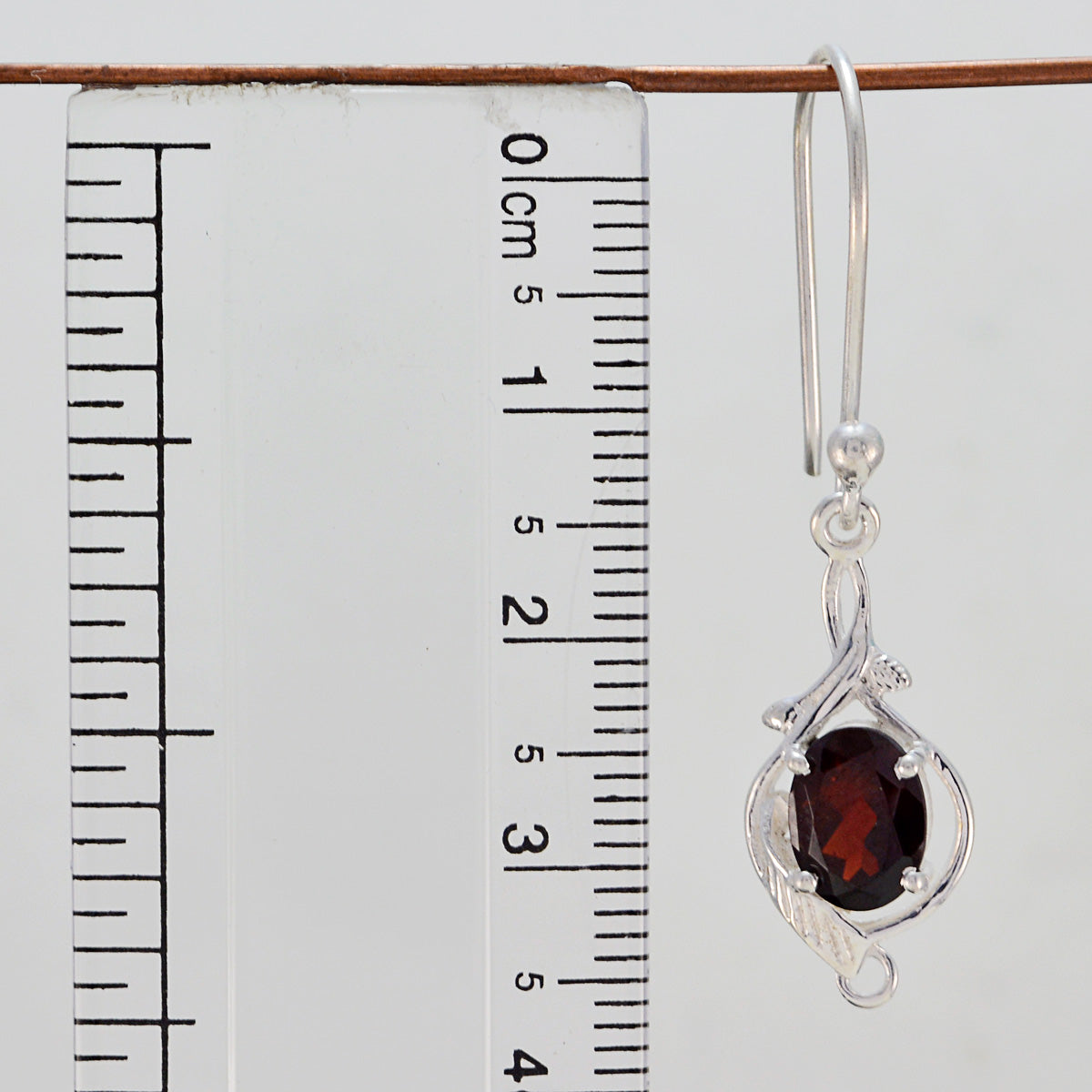 Riyo Good Gemstones oval Faceted Red Garnet Silver Earring christmas day gift