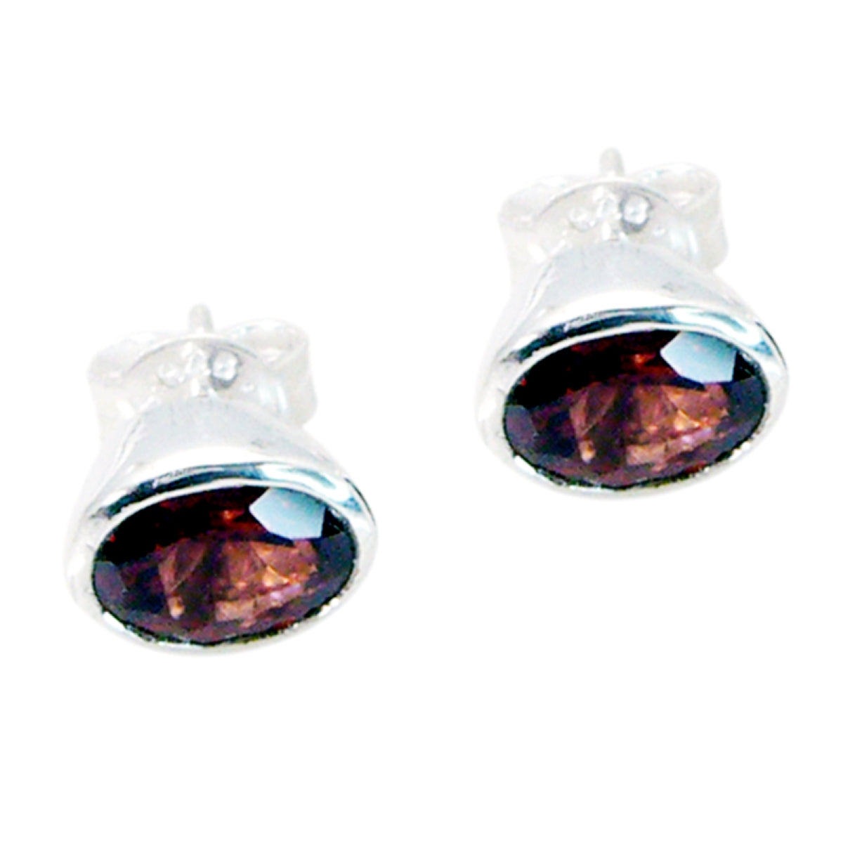 Riyo Good Gemstones oval Faceted Red Garnet Silver Earring gift for Faishonable day