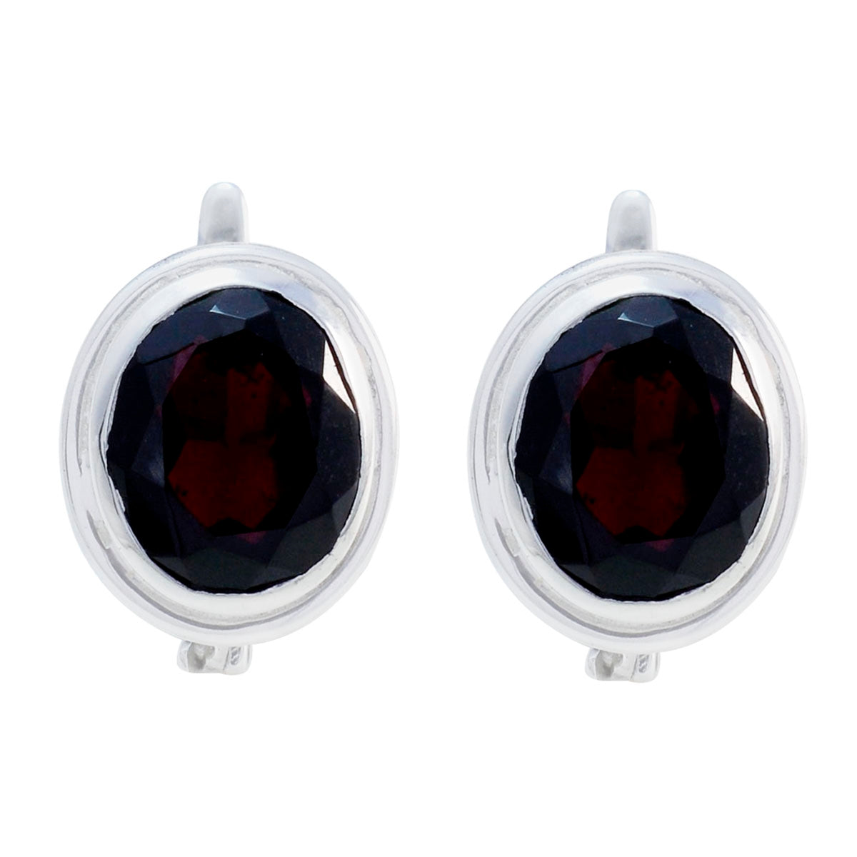 Riyo Good Gemstones oval Faceted Red Garnet Silver Earrings gift for good