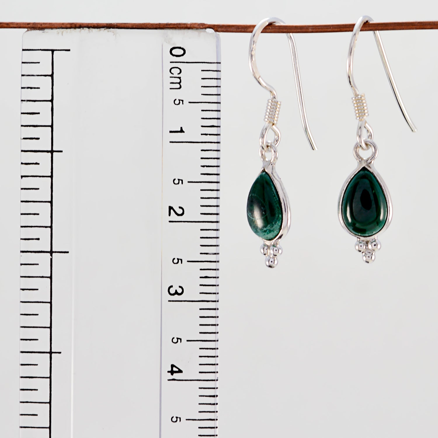 Riyo Good Gemstones pear Cabochon Green Malachatie Silver Earrings gift for handmade