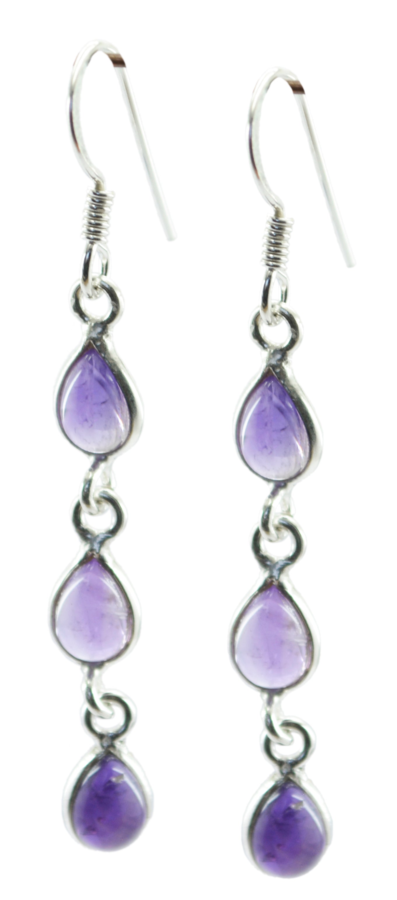 Riyo Good Gemstones pear Cabochon Purple Amethyst Silver Earring graduation gift