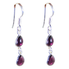Riyo Good Gemstones pear Cabochon Red Garnet Silver Earring independence gift