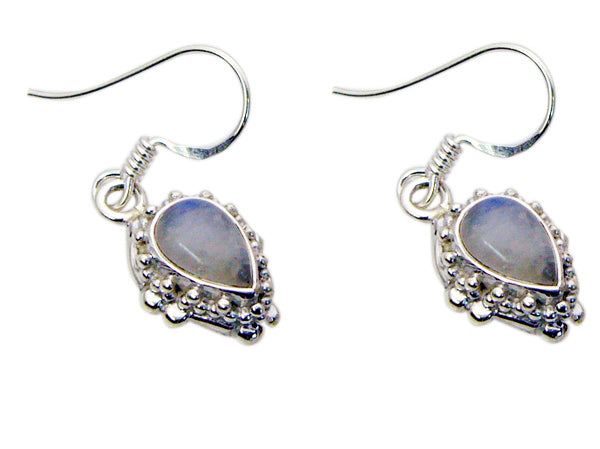 Riyo Good Gemstones pear Cabochon White Rainbow Moonstone Silver Earring gift for thanks giving