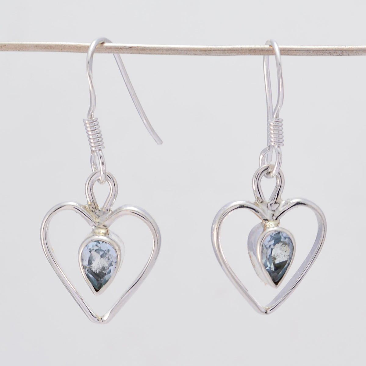 Riyo Good Gemstones pear Faceted Blue Topaz Silver Earring gift for graduation