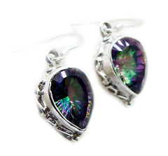 Riyo Good Gemstones pear Faceted Multi Mystic Quartz Silver Earring gift for christmas day