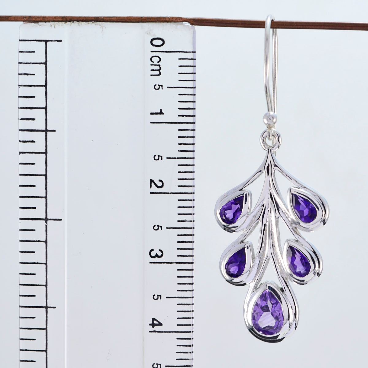 Riyo Good Gemstones pear Faceted Purple Amethyst Silver Earring college student gift